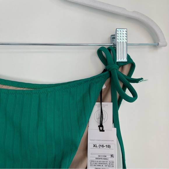 NWTWomen's Ribbed High Leg Extra Cheeky Bikini Bottom - Shade & Shore Green XL - Picture 11 of 17